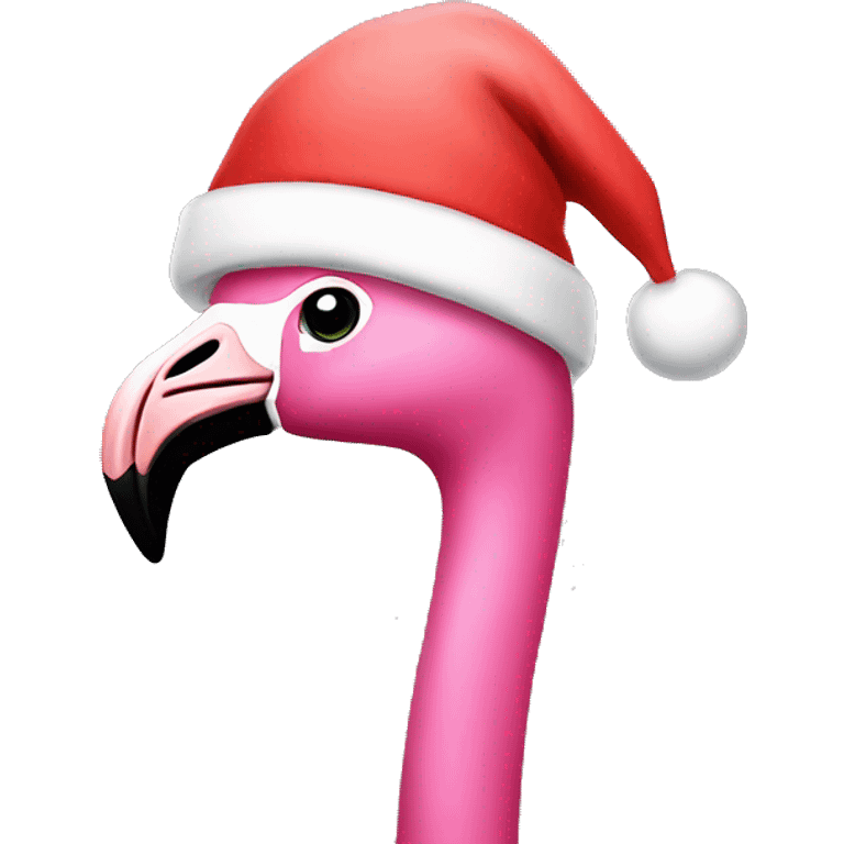 Flamingo in Santa hat emoji