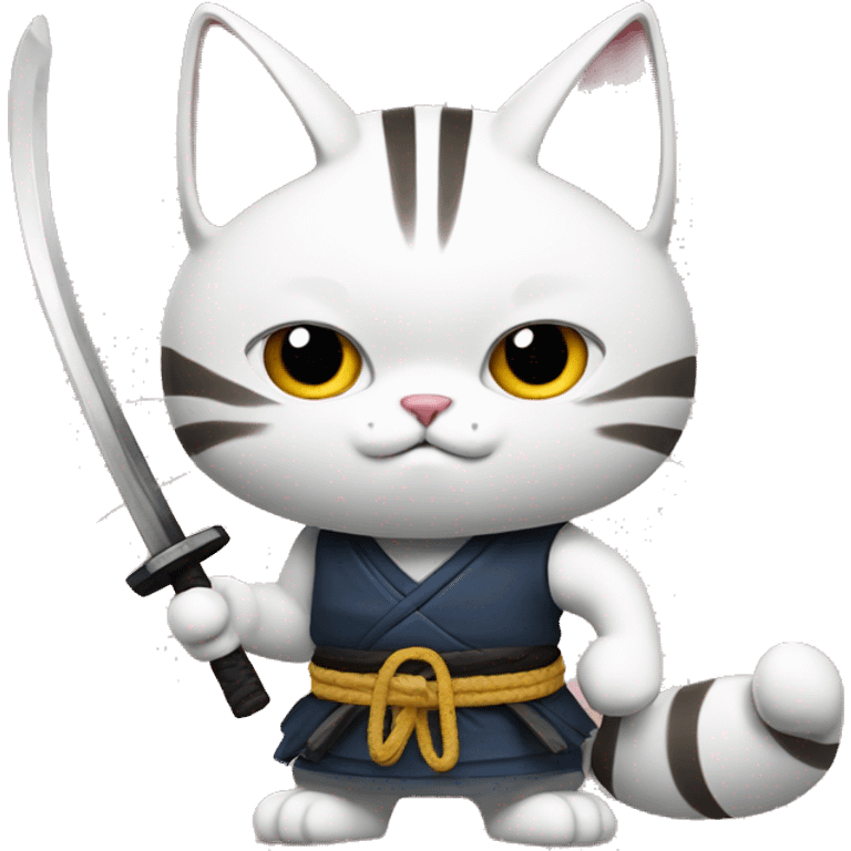 Samurai cat with nunchucks  emoji