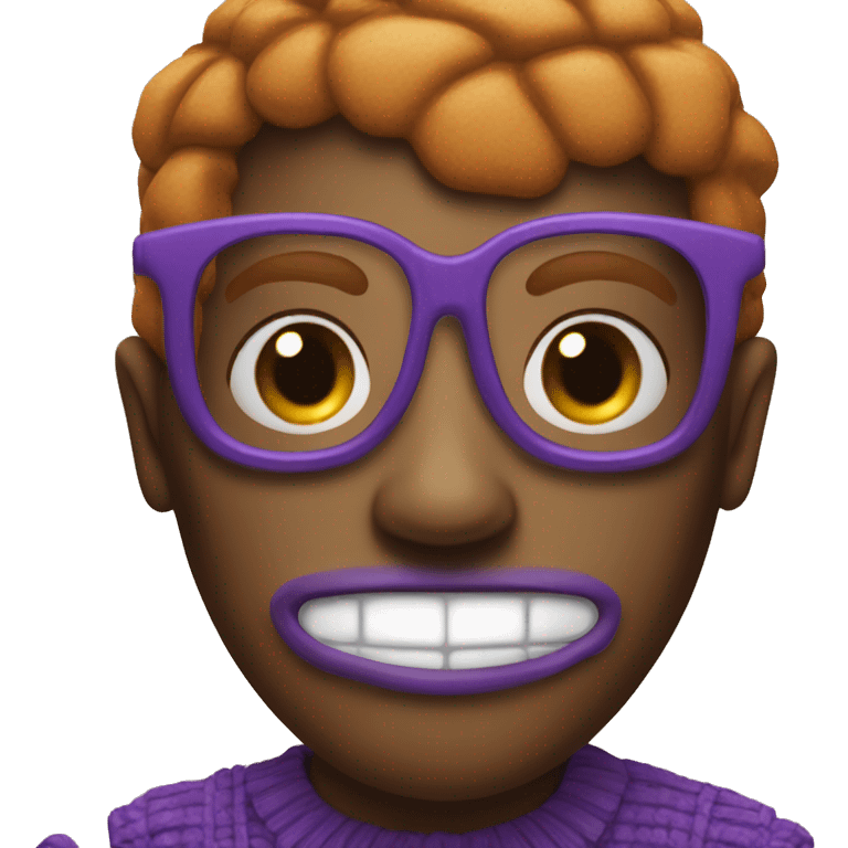 create a emoji ginger bread with purple and black sfumated glasses and nose piercings  emoji