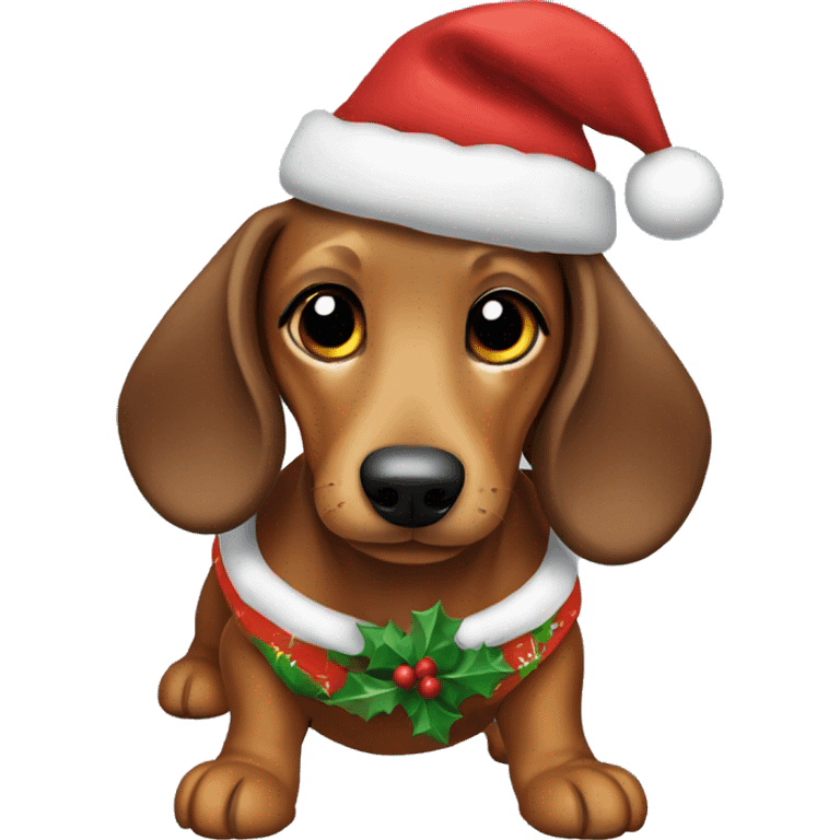 Dauschund with a Christmas outfit emoji