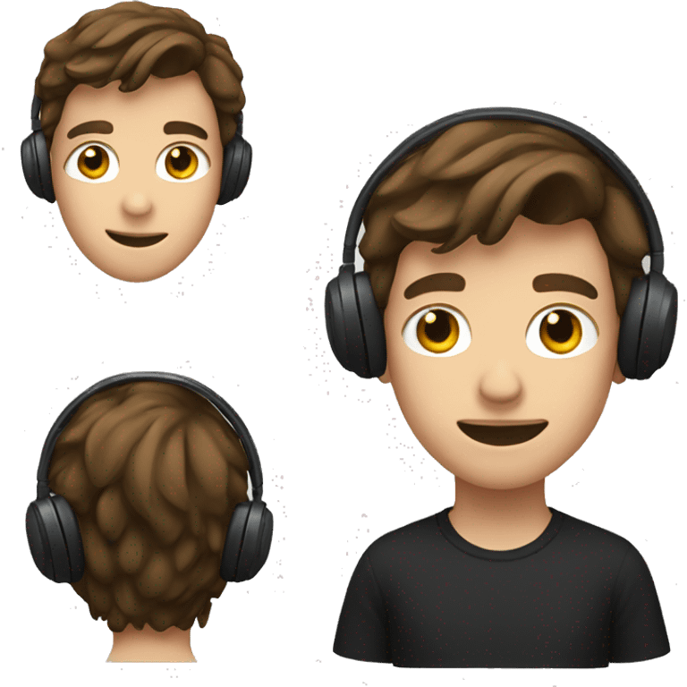 A BOY WITH BROWN HAIR AND A FAIR SKIN WEARING BLACK HEADPHONES emoji