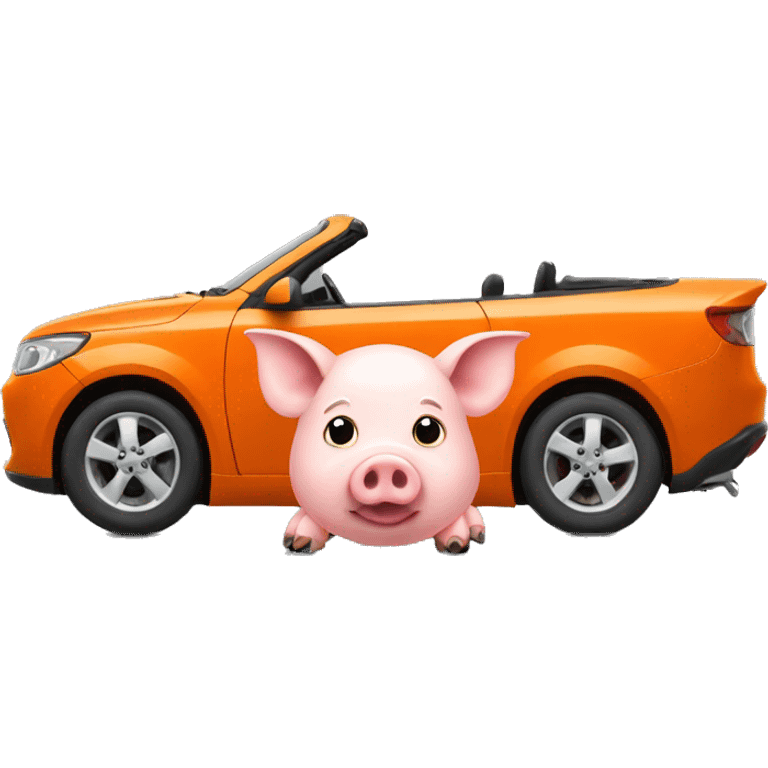 Pig driving orange car emoji