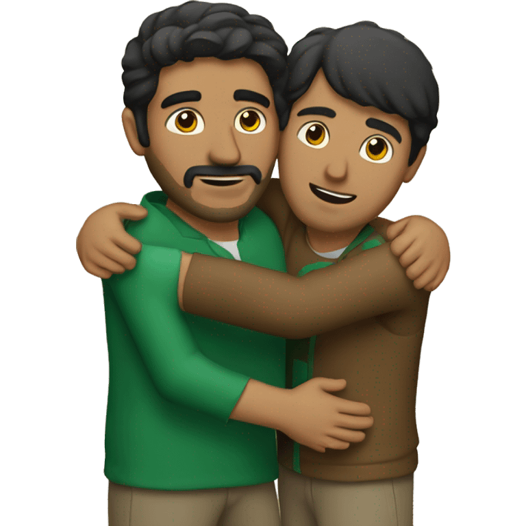 A pakistan man and a mexican man hugging emoji