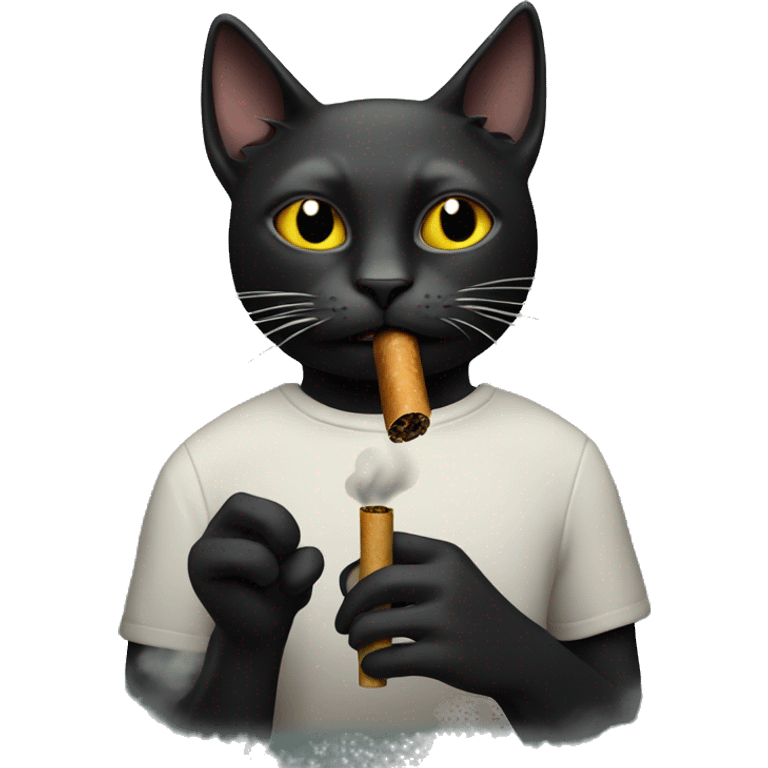 black cat smoking a joint  emoji