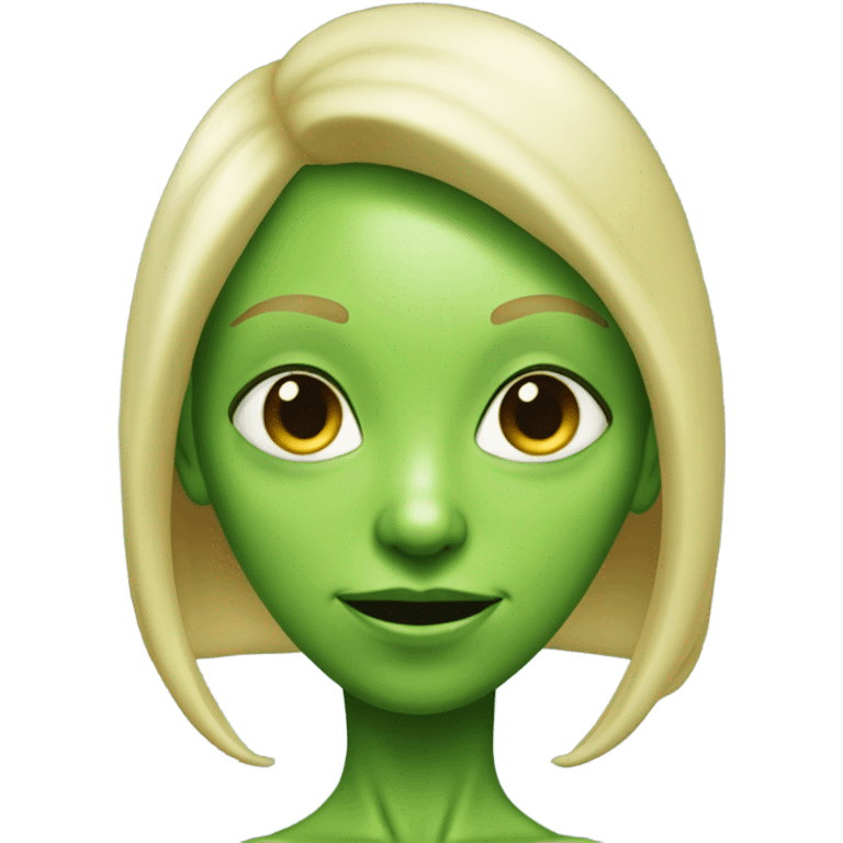 a green alien woman full body,blonde emoji