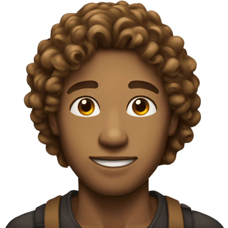 Light skined guy with long brown curly hair to the neck  emoji