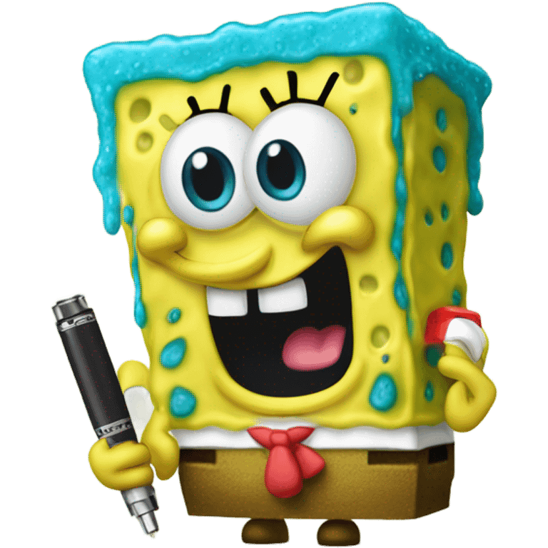 SpongeBob with vape emoji