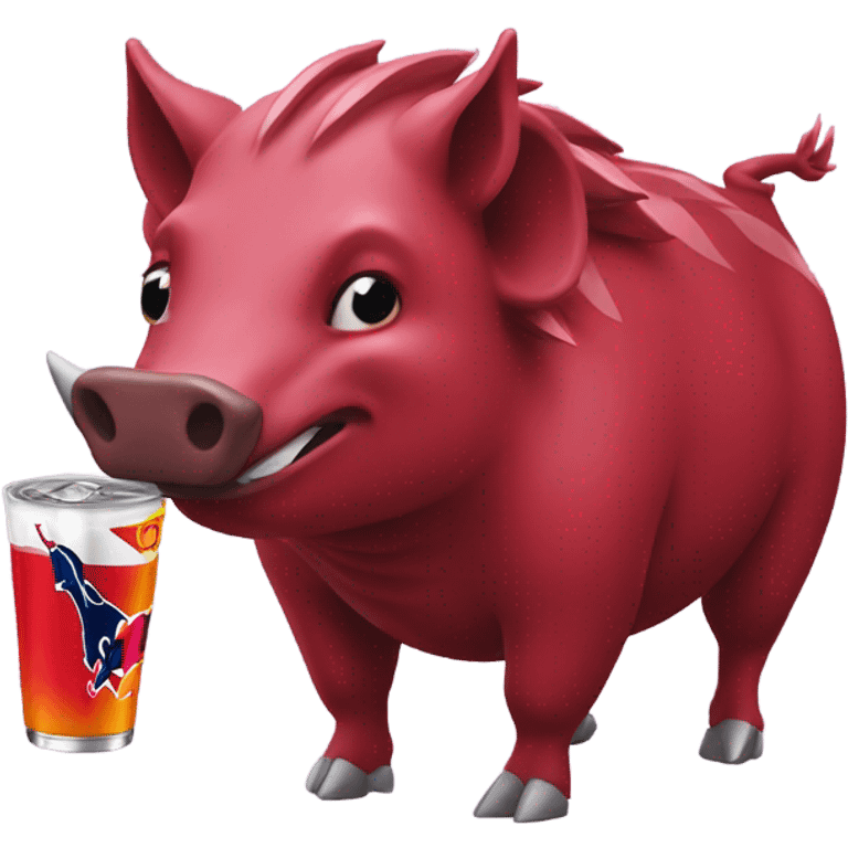 Razorback with Red Bull drink emoji