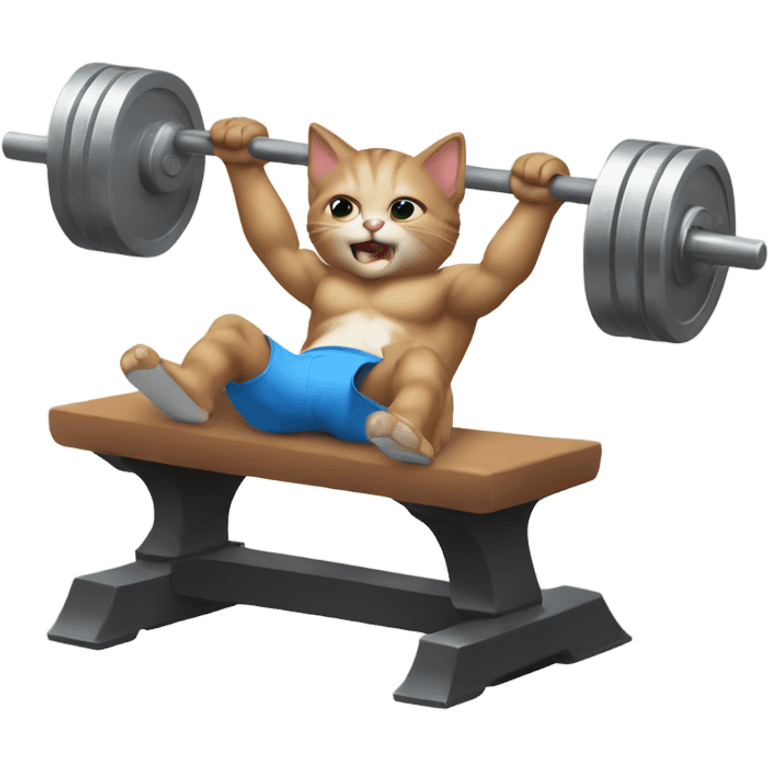 kitten bench pressing emoji