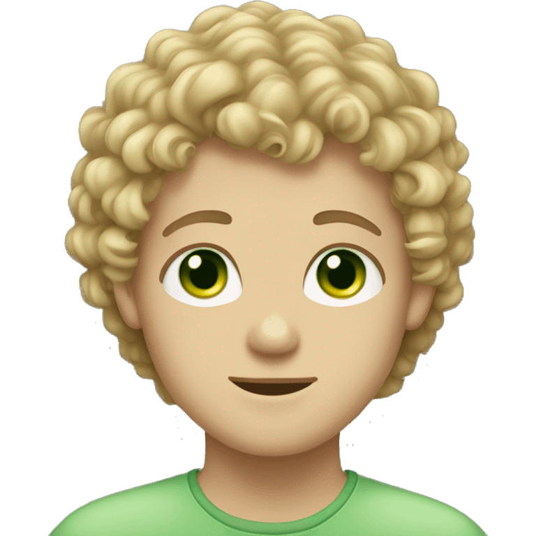 blonde green eyes and brunette curly hair boy emoji