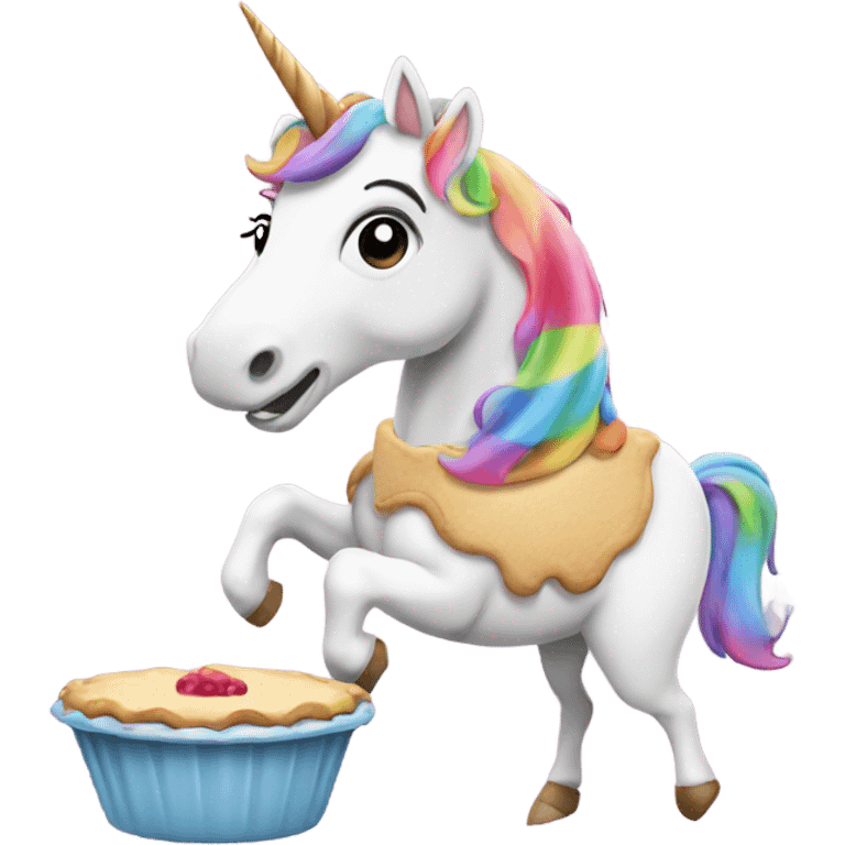 A unicorn baking a pie emoji