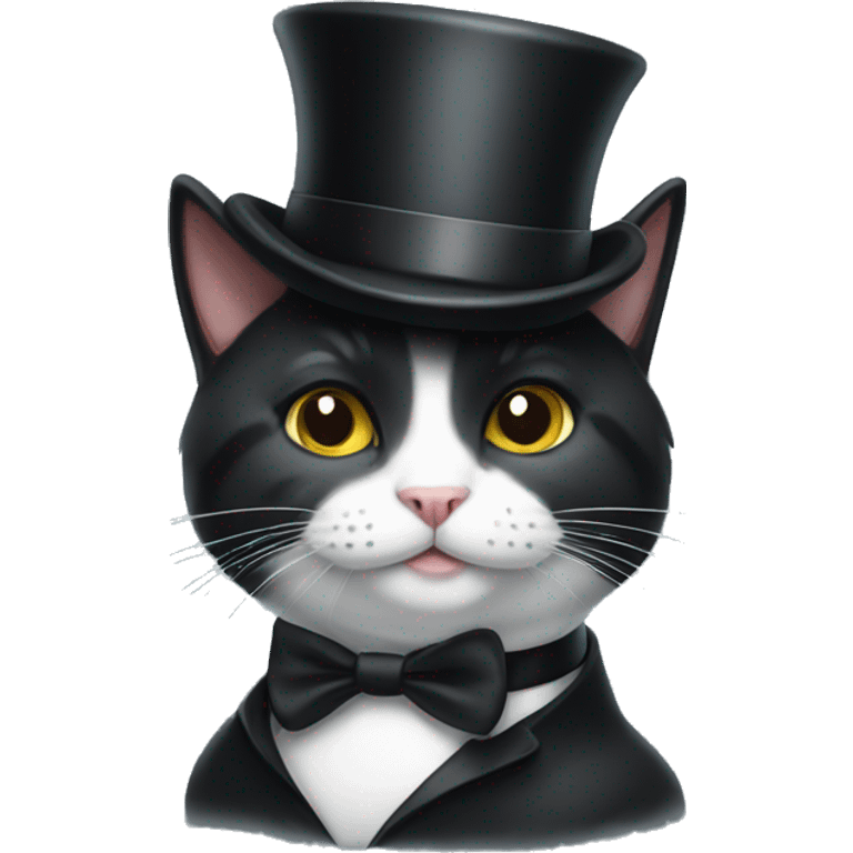 Tuxedo cat with top hat emoji