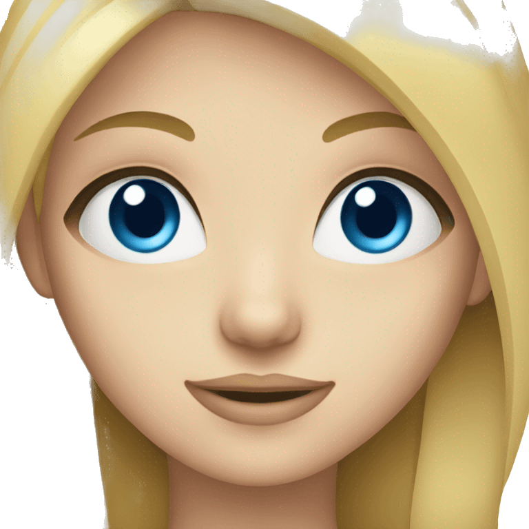 Blond girl head with blue eyes emoji