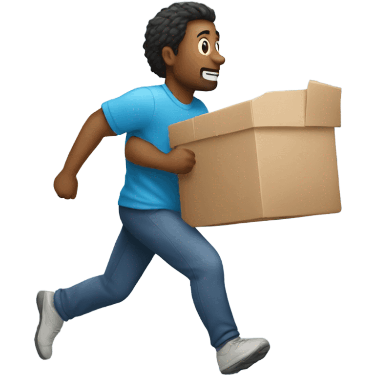 Man running holding a freezer ￼ emoji