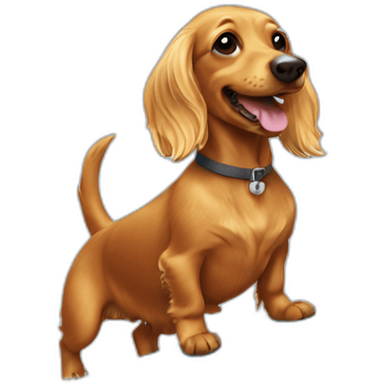 long haired blonde dachsund surfing emoji