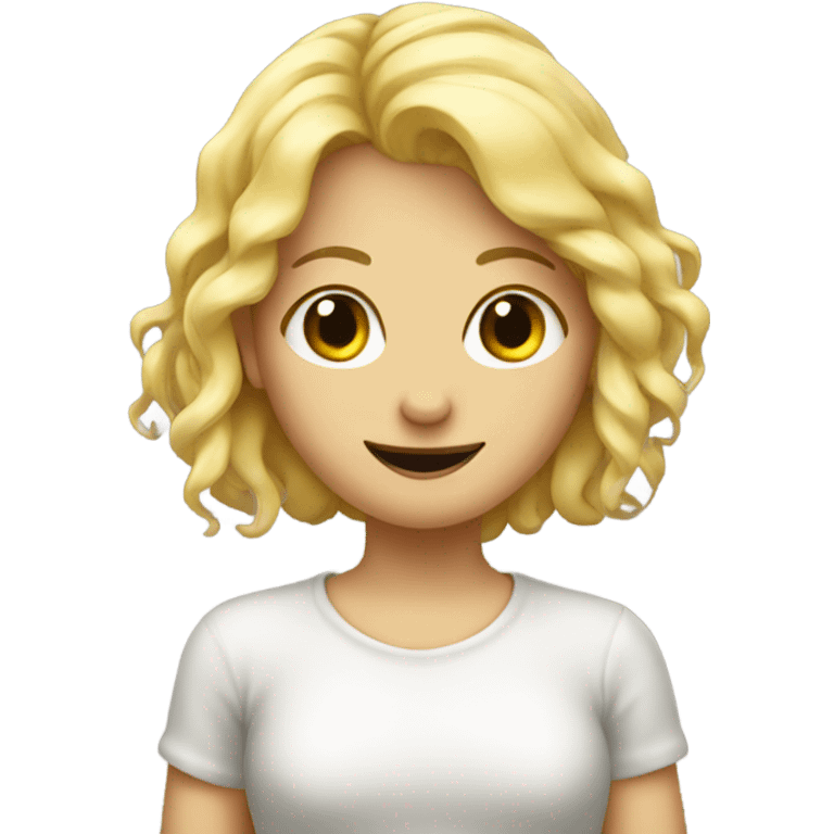 Blond haired girl with the body of a worm emoji