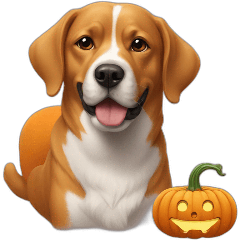 Dog and pumpkin emoji