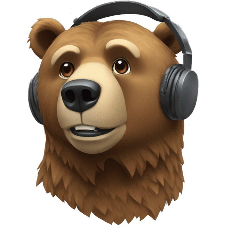 Grizzly bear wearing headset on the computer emoji