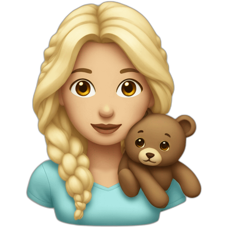 Femme avec un ours en peluche emoji