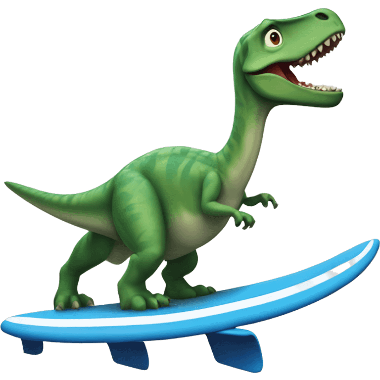 Dinosaurio surfeando emoji