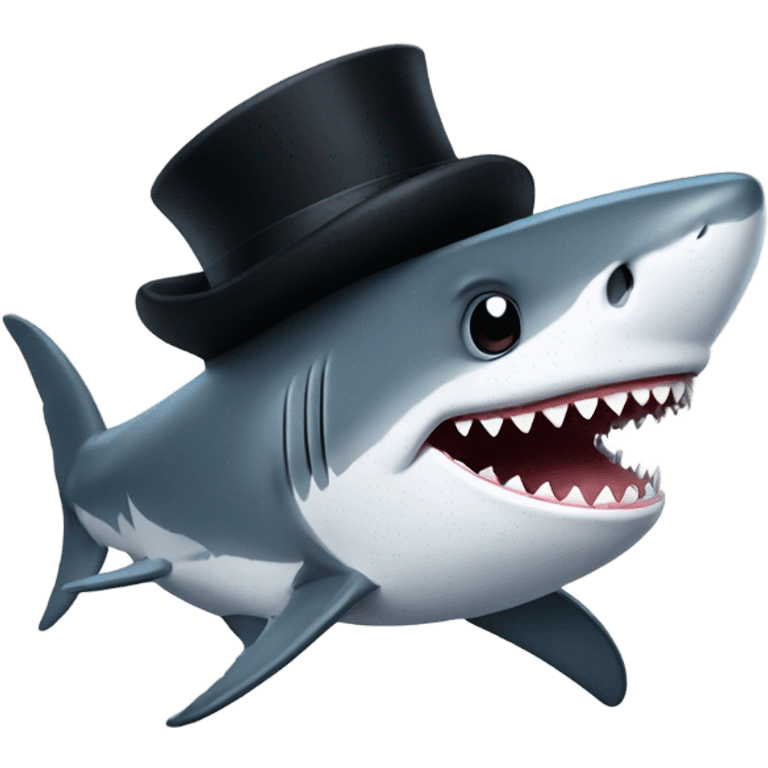 Shark with a top hat emoji