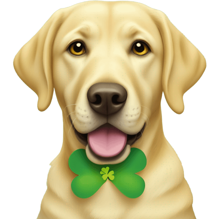 yellow labrador with a shamrock emoji