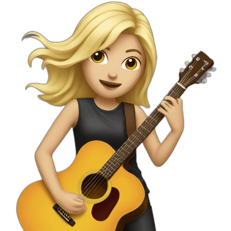 Blonde female playing guitar emoji