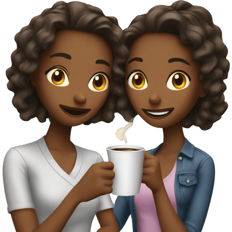 2 girls drinking coffee  emoji