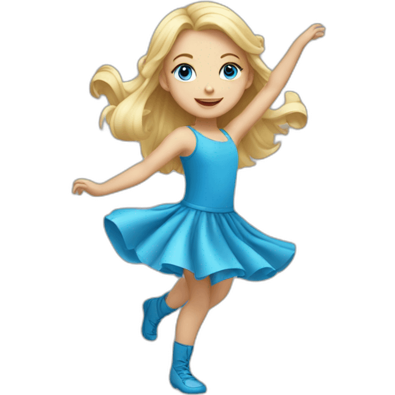 little blonde girl with blue eyes dancing emoji