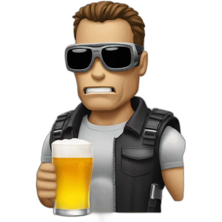 Terminator drinking beer emoji