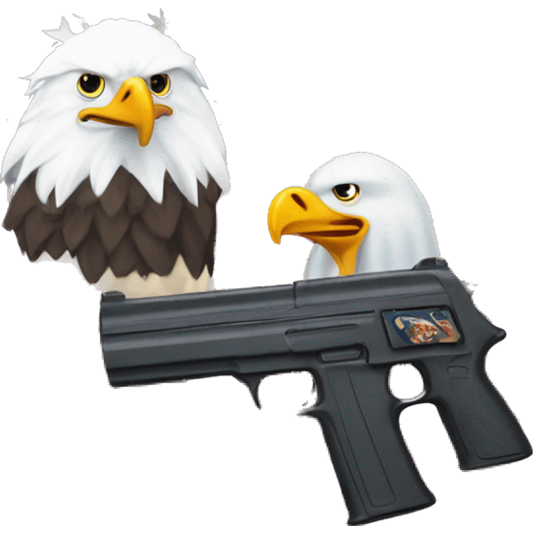 American Flag with a toy gun and A bald eagle  emoji