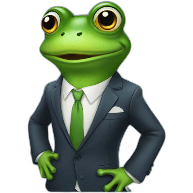 Frog in the business suit happy emoji