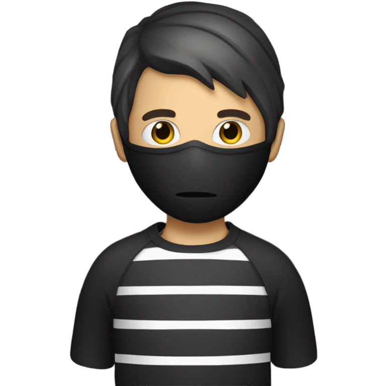 robber with black masc and with white-black striped tshirt emoji