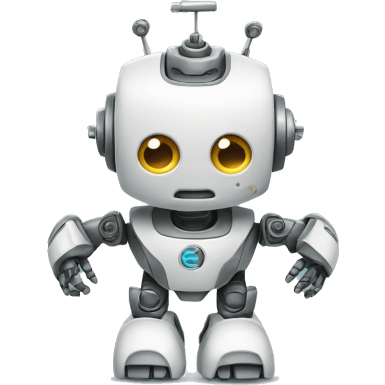 cute robot with a gear instead of n emoji