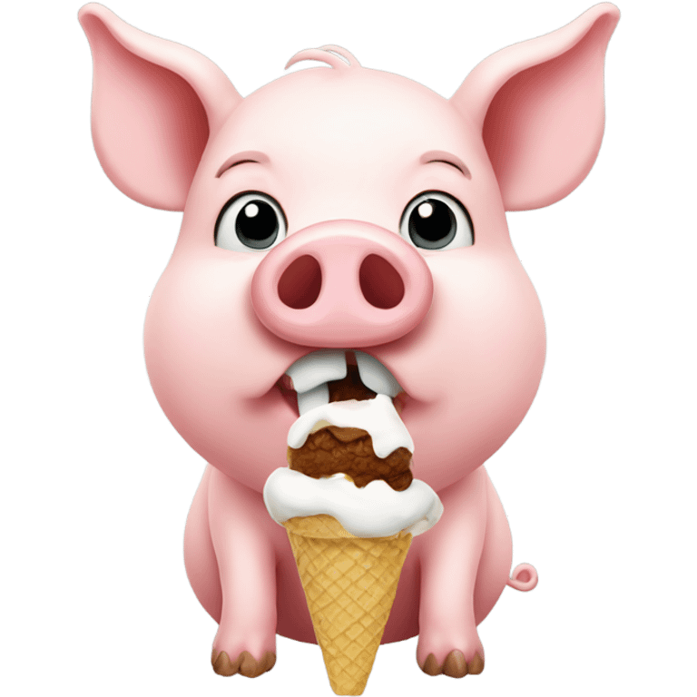 Pig eating icecream emoji