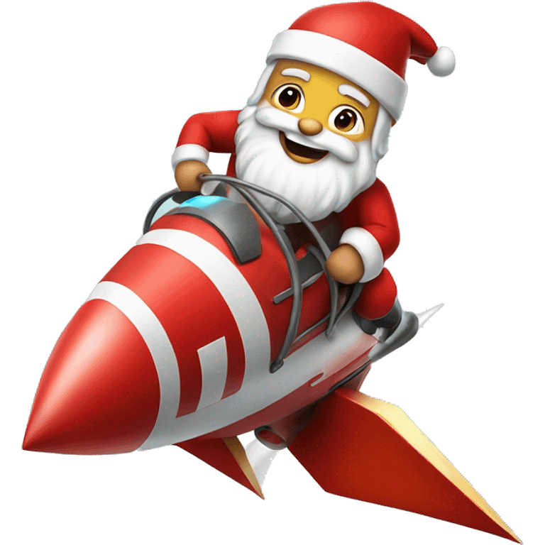 santa claus ridding a rocket emoji