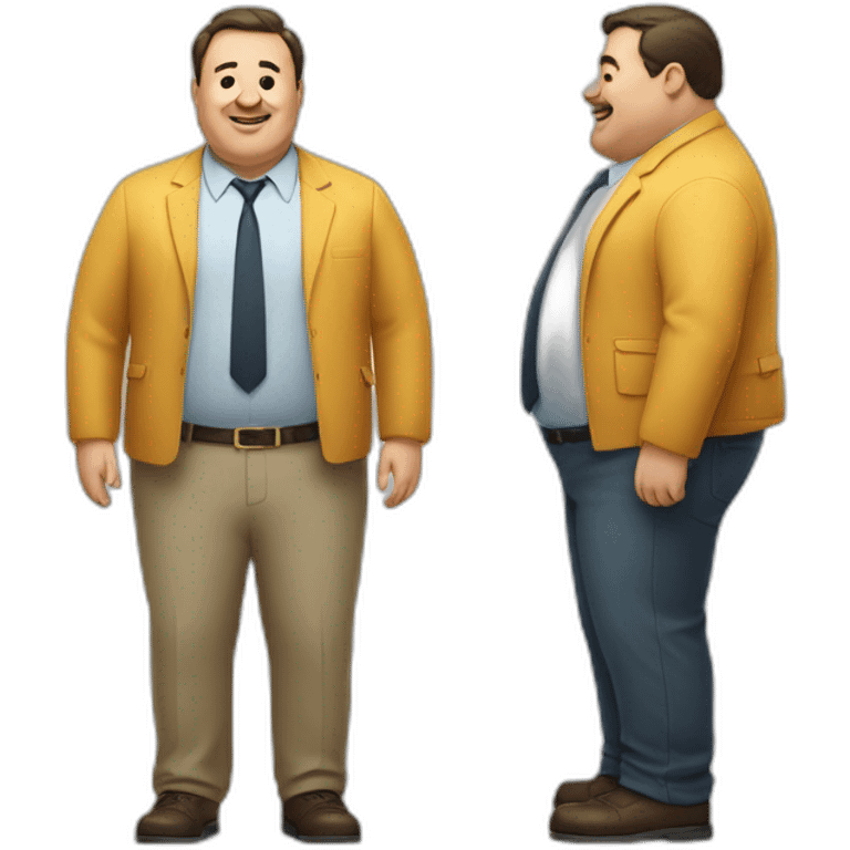 a fat man and a thin man in full growth emoji