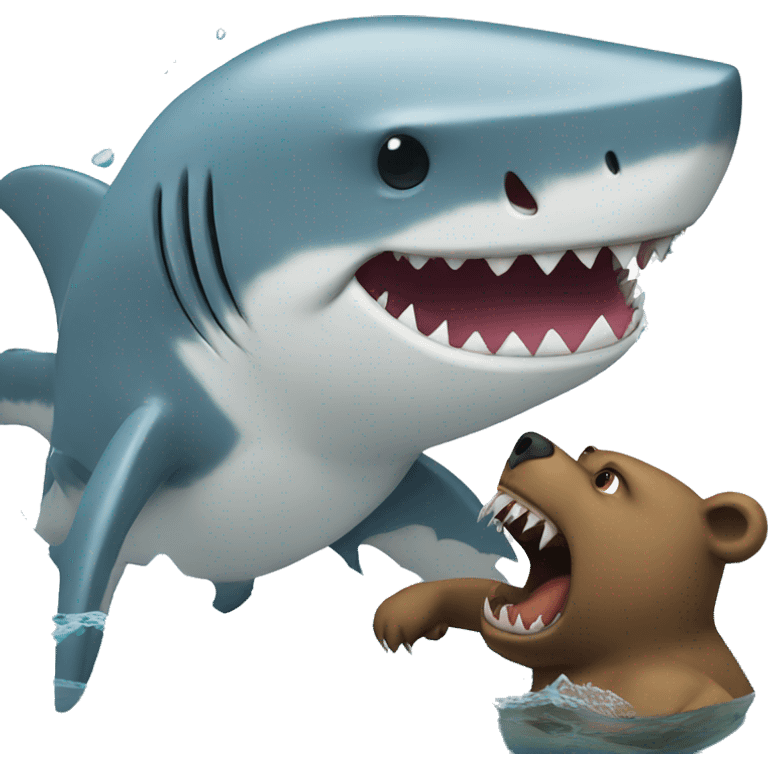 Shark fighting a bear  emoji