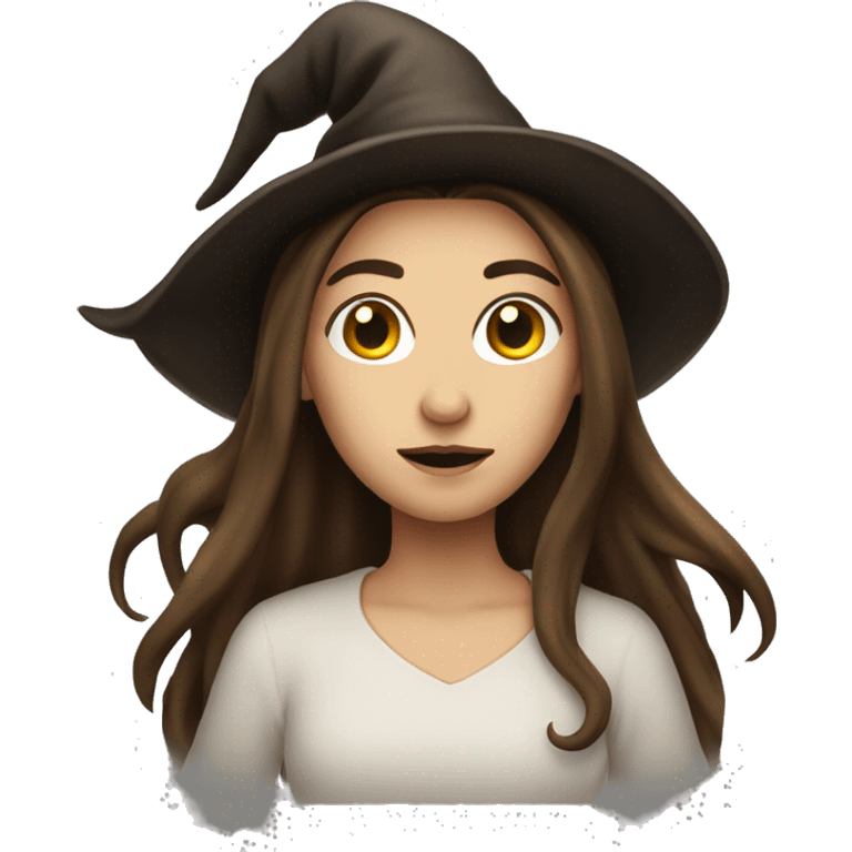 Witch with long brown hair mysterious vibe emoji