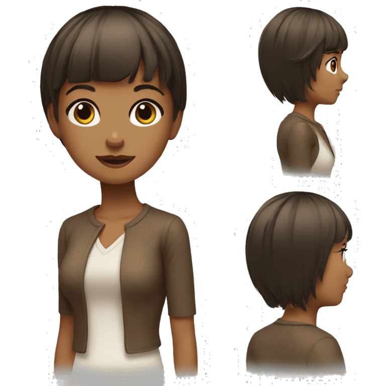 create a girl with brown short hair nd bangs emoji