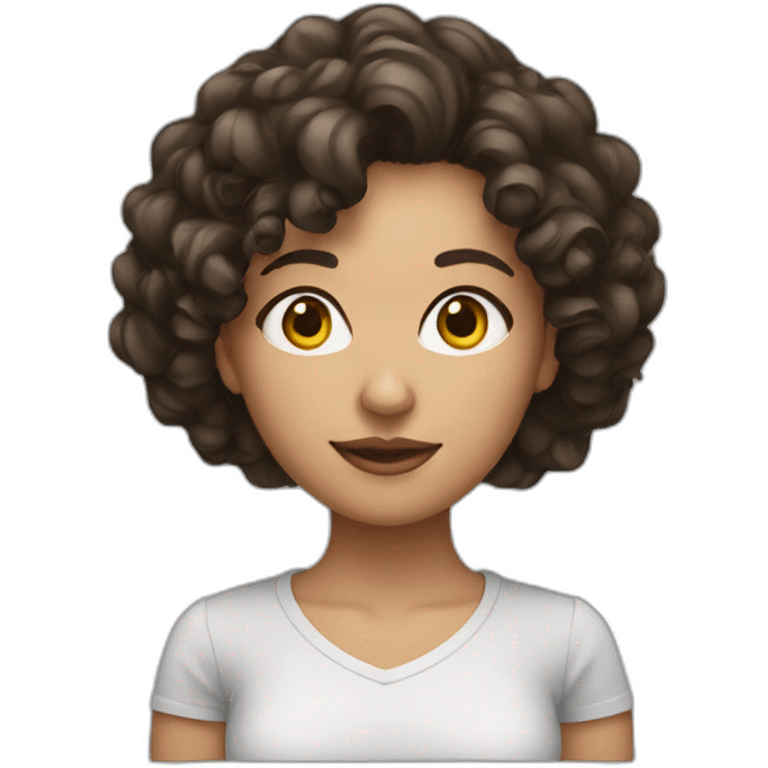 brunette with curls, net shirt  emoji