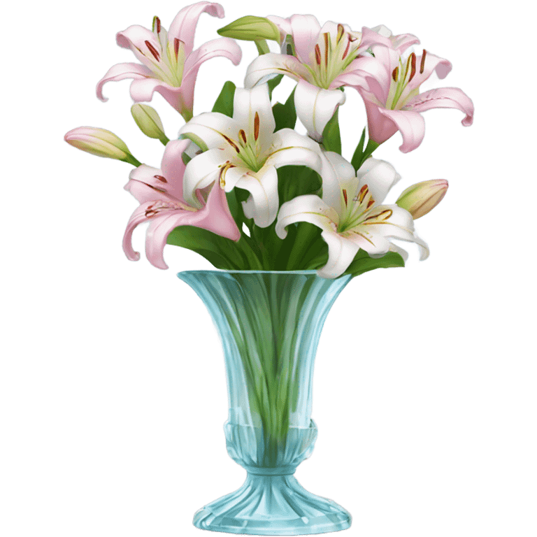 lily bouquet in a crystal vase  emoji