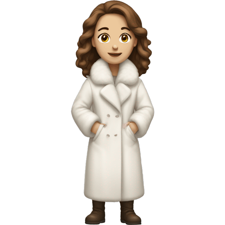 full body white woman with brown hair and white full furrcoat emoji