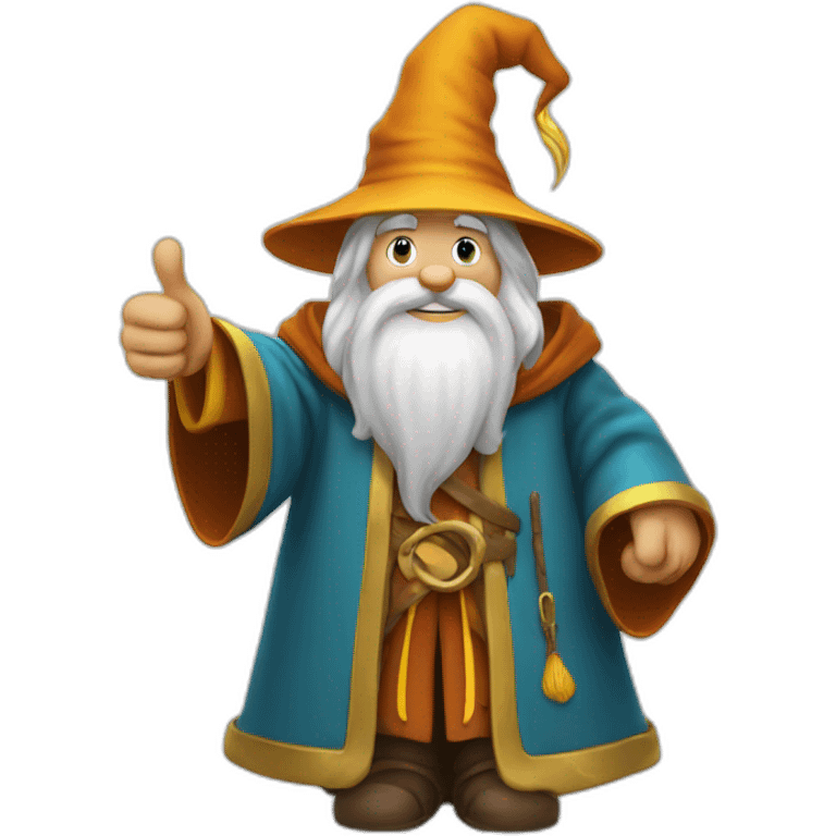 wizard style of Merlin, with thumbs up emoji