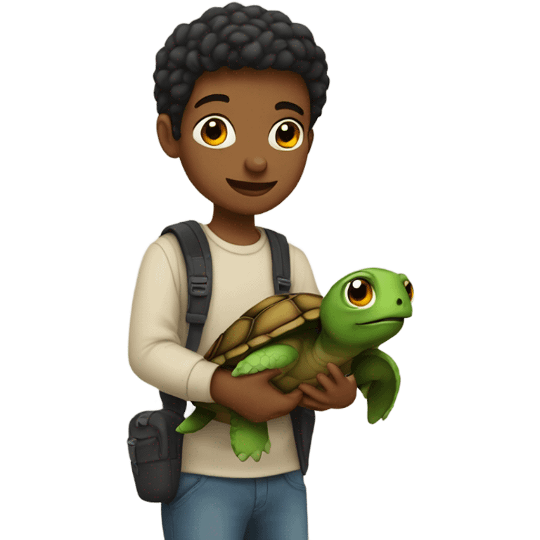 Me carrying a turtle emoji