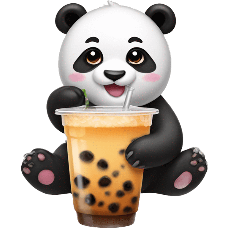 Panda drinking bubble tea emoji