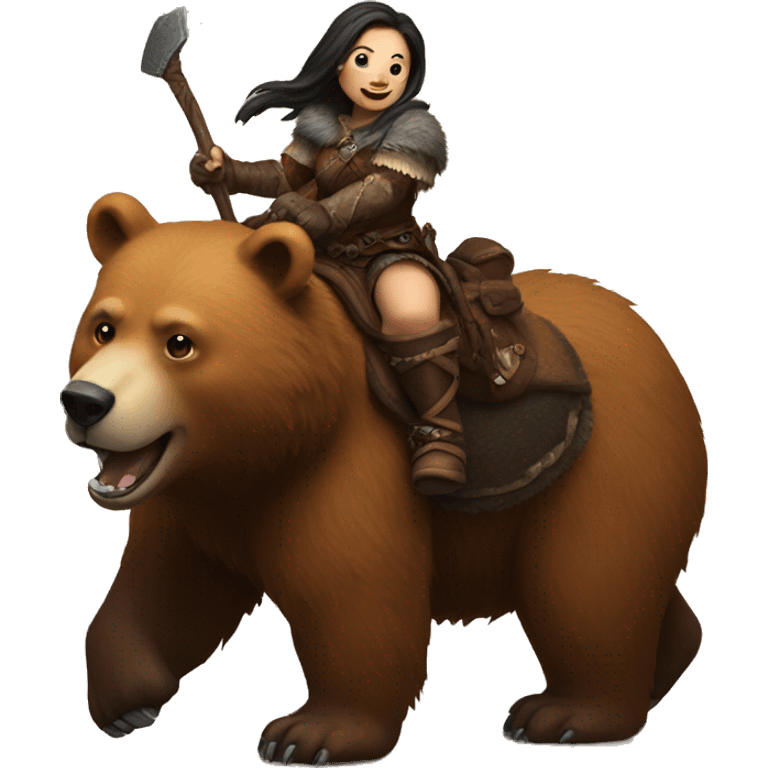 fantasy female dwarf riding a bear emoji