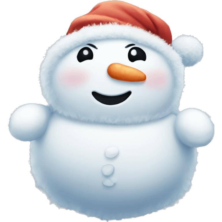 Fluffy cute chubby snowman emoji