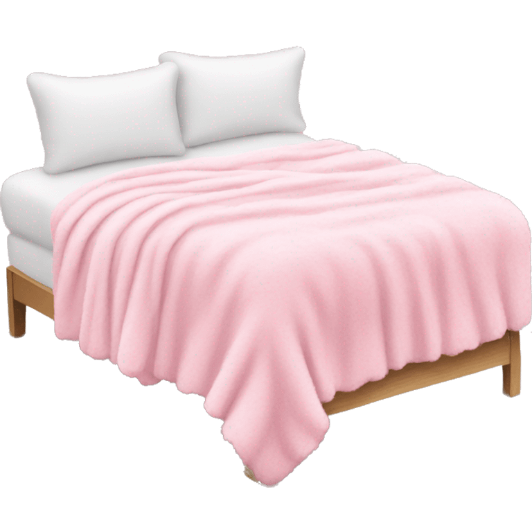 White bed with pink fluffy blanket and pink pillows  emoji