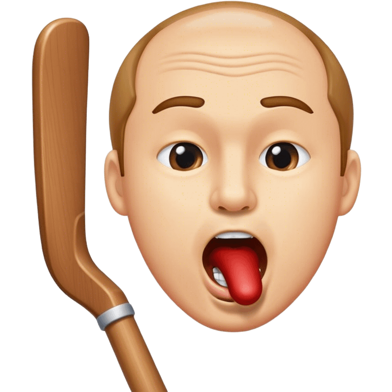 Man licking hockey stick emoji